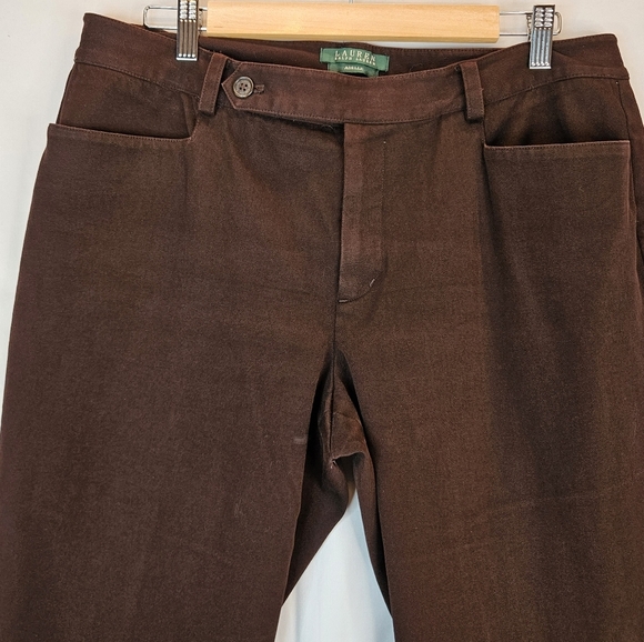 Lauren Ralph Lauren Brown Career Pant Sz 14 Business Workwear Durability Stretch - Picture 2 of 10
